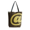 Bold Yellow @ on Brown - Handmade Shoulder Canvas Bag - Strap - kolpaworld.com