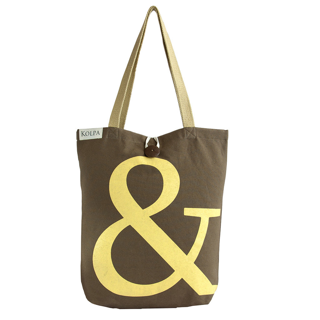 Bold Yellow & on Brown - Handmade Shoulder Canvas Bag - Strap - kolpaworld.com