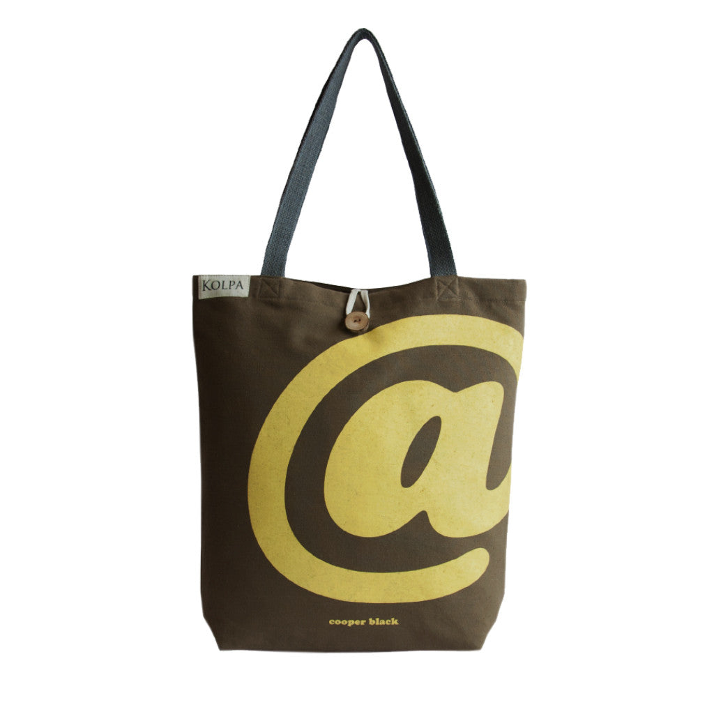 Bold Yellow @ on Brown - Handmade Shoulder Canvas Bag - Strap - kolpaworld.com