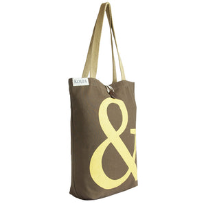 Bold Yellow & on Brown - Handmade Shoulder Canvas Bag - Strap - kolpaworld.com
